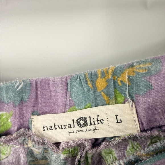 Natural Life Womens Wide Leg Linen Blend Palazzo Pant Boho Floral Hippie Large - Picture 4 of 10